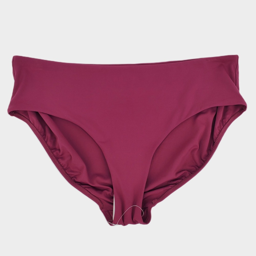 CRZ YOGA‎ High Waist Bikini Bottoms XL 14 Fuchsia Stretch Moderate Coverage New